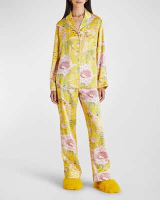 Lila Sabato Floral-Print Silk Pajama Set