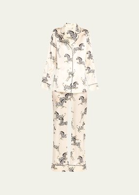 Lila Zebra-Print Silk Pajama Set