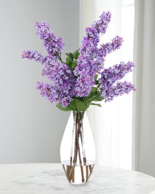 Lilac 30" Faux Floral Arrangement in Glass Vase