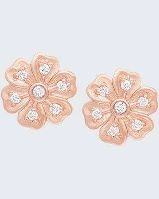 Lilac Flower Diamond Stud Earrings