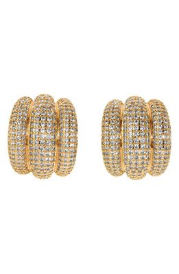 LILI CLASPE Elsa Pavé Shield Half Hoop Earrings in Gold 