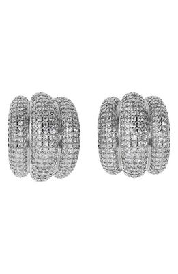 LILI CLASPE Elsa Pavé Shield Half Hoop Earrings in Silver 