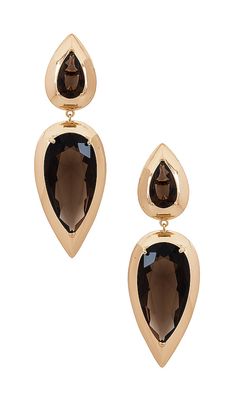 Lili Claspe Imara Smoke Quartz Earrings in Metallic Gold.