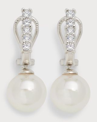 Lilit Cubic Zirconia and Pearl Omega Earrings