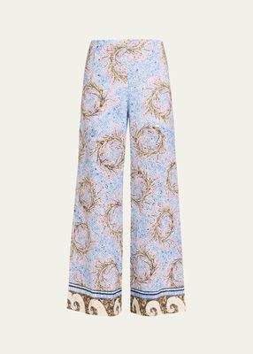 Lilley Mosaic-Print Wide-Leg Pants