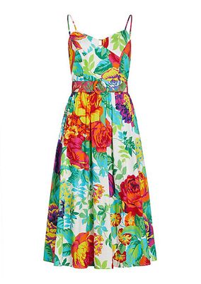 Lillian Floral Cotton Poplin Midi-Dress