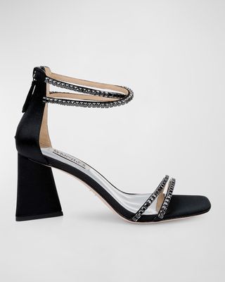 Lillie Metallic Crystal Ankle-Cuff Sandals