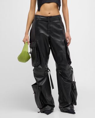 Lilly Leather Multi-Pocket Cargo Pants