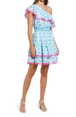 Lilly Pulitzer Addilyn Cotton Fit & Flare Dress in Bermuda Blue Tropical Swirl