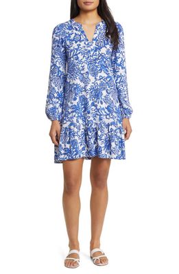 Lilly Pulitzer Alyssa Floral Print Long Sleeve Shift Dress in Deeper Coconut Ride With Me