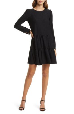 Lilly Pulitzer Arlette Tiered Long Sleeve Dress in Onyx Cozy Knit Swiss Dot