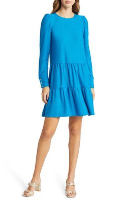 Lilly Pulitzer Arlette Tiered Ruffle Long Sleeve Dress in Teal Bay Cozy Knit Swiss Dot