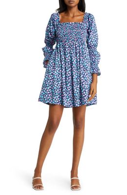 Lilly Pulitzer Beyonca Spot Print Smocked Cotton Babydoll Dress in Nacy Spotted In The Wild