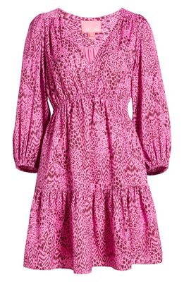 Lilly Pulitzer Deacon Print Long Sleeve Dress in Cerise Pink Pattern Play
