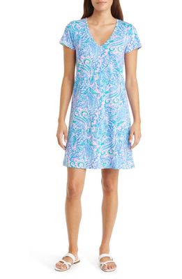 Lilly Pulitzer Etta Floral Pima Cotton Shift Dress in Lilac Rose We Mermaid It