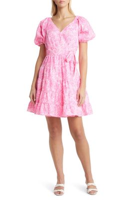 Lilly Pulitzer Iralee Floral Tiered Linen Dress in Pink Blossom Foxy Llama
