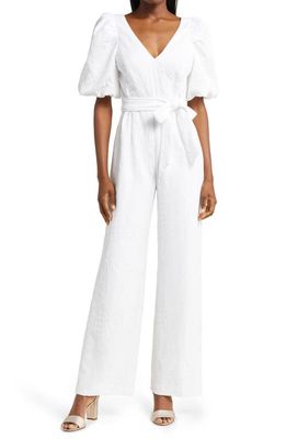 Lilly Pulitzer Kirrabelle Puff Sleeve Jumpsuit in Resort White Pineapple