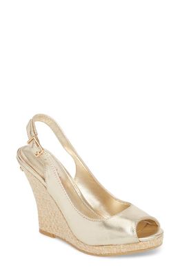 Lilly Pulitzer Kristin Slingback Wedge Sandal in Gold Metallic Leather