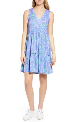 Lilly Pulitzer Lorina Tiered Sleeveless Dress in Blue Peri Turtle Package