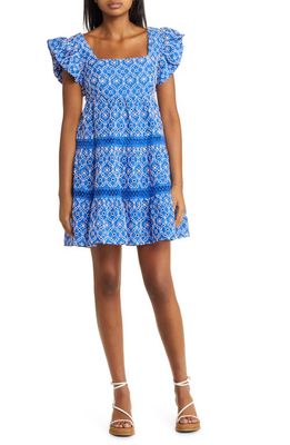 Lilly Pulitzer Morrie Eyelet Ruffle Sleeve Dress in Blue Grotto Flutter Eyelet