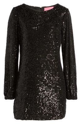 Lilly Pulitzer Nicoline Sequin Long Sleeve Romper in Onyx