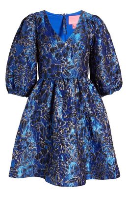 Lilly Pulitzer® Calyssa Balloon Sleeve Brocade Dress in Blue Grotto Twilight Floral