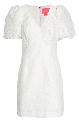 Lilly Pulitzer® Citra Floral Embroidered Puff Sleeve Sheath Dress in Resort White