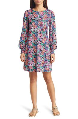 Lilly Pulitzer® Diann Floral Print Long Sleeve Cotton Knit Shift Dress in Multi Feeling Fantastic
