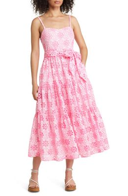 Lilly Pulitzer® Edith Embroidered Eyelet Cotton Fit & Flare Dress in Soleil Pink Funflower Eyelet
