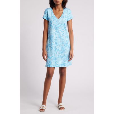 Lilly Pulitzer® Etta Cotton T-Shirt Dress in Resort White Goombay Grooves 