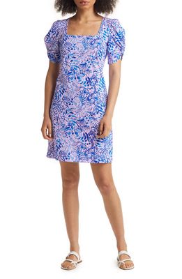Lilly Pulitzer® Hayden Ocean Print Puff Sleeve Cotton Dress in Calla Lilly Pink
