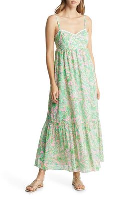 Lilly Pulitzer® Hiedi Tropical Print Stretch Cotton Maxi Sundress in Mandevilla Bby Fins And Flips