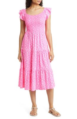 Lilly Pulitzer® Jilly Floral Smocked A-Line Cotton Dress in Aura Pink Check You Out