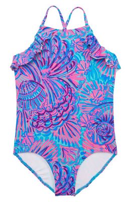 Lilly Pulitzer® Kids' Suraya One-Piece Swimsuit in Turquoise Oasis Shelleidoscope