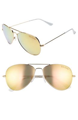 Lilly Pulitzer® Lexy 59mm Polarized Aviator Sunglasses in Shiny Gold/Gold Mirror