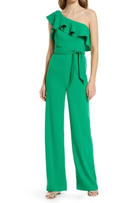 Lilly Pulitzer® Lyra Ruffle One-Shoulder Jumpsuit in Fern Gully Green