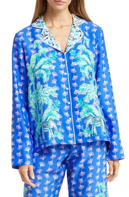 Lilly Pulitzer® Palm Frond Long Sleeve Pajama Top in Blue Grotto Fan Favorite