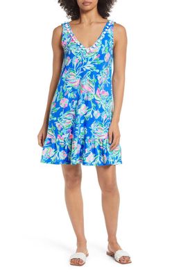 Lilly Pulitzer® Women's Camilla Floral Print Cotton Tank Dress in Blue Flare Fancy Fins