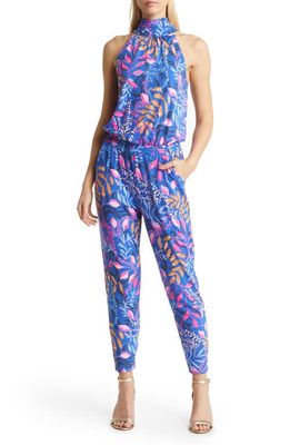 Lilly Pulitzer® Wyota Botanical Print Sleeveless Jumpsuit in Borealis Blue Absolute Purrfec