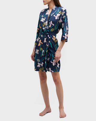 Lily Forever Floral-Print Satin Robe