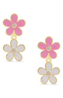 Lily Nily Kids' Double Floral Drop Earrings in Pink/White