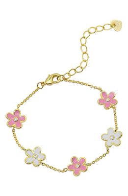 Lily Nily Kids' Floral Station Bracelet in Pink/White