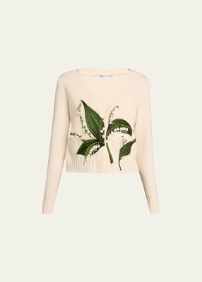 Lily Of The Valley Embroidered V-Neck Cardigan