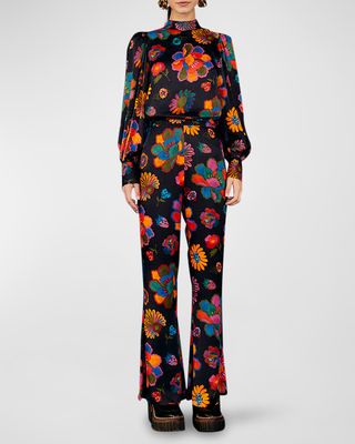 Lily's Garden Printed Flared-Leg Pants