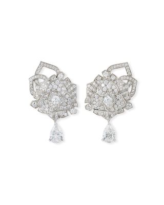 Limelight 18k White Gold Diamond Rose Earrings