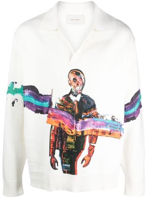 Limitato graphic-print cotton polo shirt - White