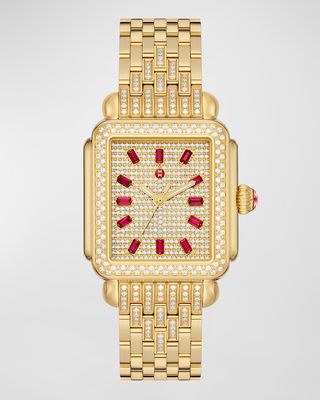 Limited Edition Deco 18K Gold Plated Diamond Watch