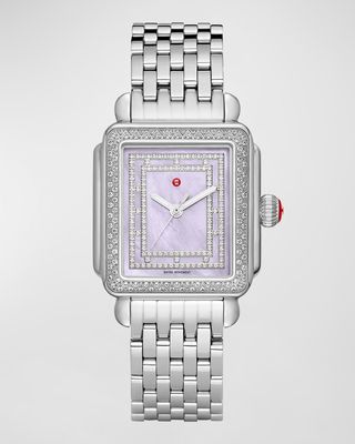 Limited Edition Deco Madison Diamond and Lilac Mother-of-Pearl Watch