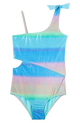 LIMITED TOO Kids' Foil Ombré Stripe One-Piece Monokini Swimsuit in Seafoam