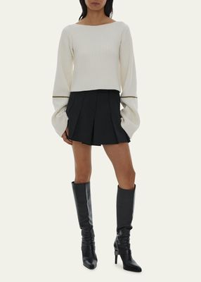 Linda Cropped Boat-Neck Sweater